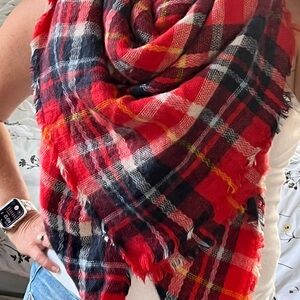 Cozy Plaid Blanket scarf 58”x60”